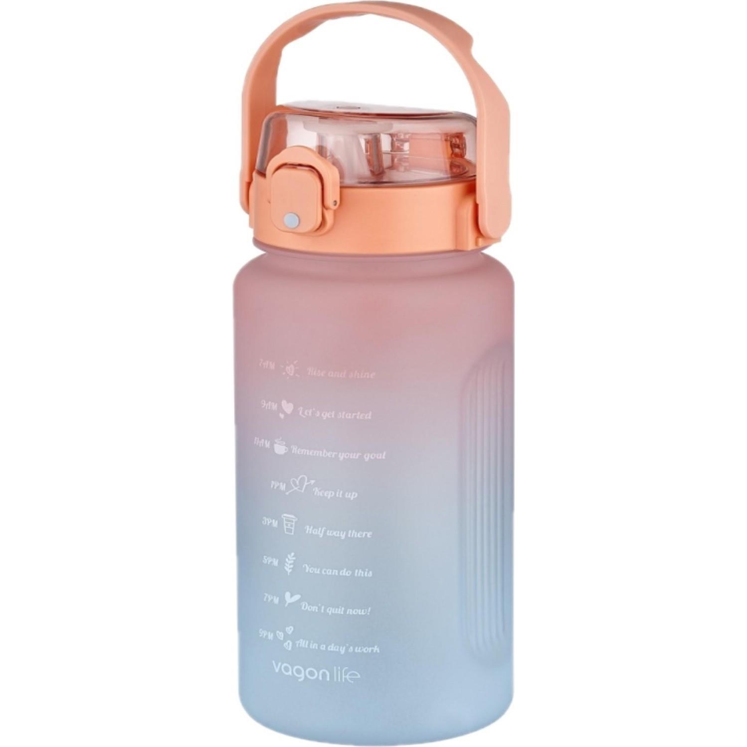 Vagon Life 1500 ML Pipetli/Pipetsiz Motivasyon Matara 1.5 Litre Suluk Turuncu / Mavi
