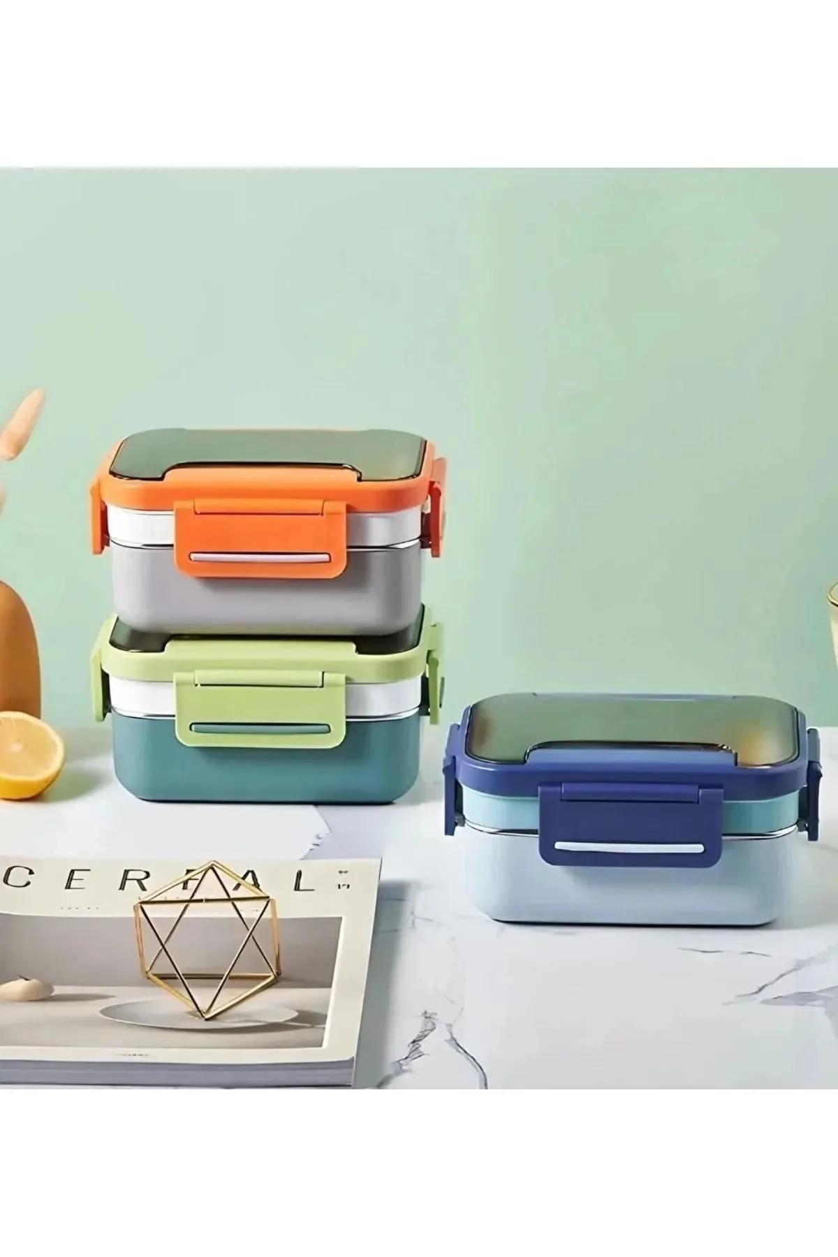 Vagon Paslanmaz Çelik Lunch Box 1200 ML Beslenme Kabı (Karışık Renk 1 Adet)