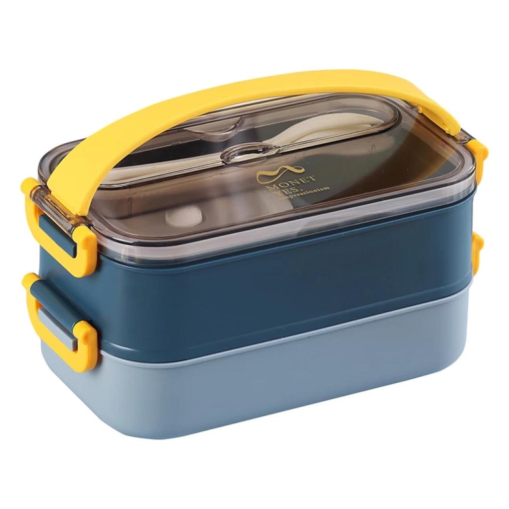 Vagon Paslanmaz Çelik Lunch Box 1500 ML Çift Katlı Saklama Beslenme Kabı (Karışık Renk 1 Adet)