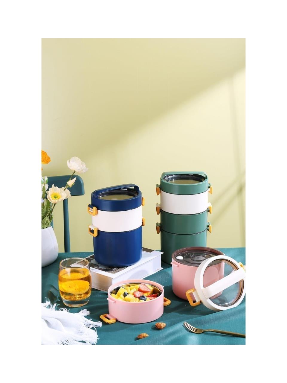 Vagon Paslanmaz Çelik Lunch Box 1800 ML Beslenme Kabı (Karışık Renk 1 Adet)