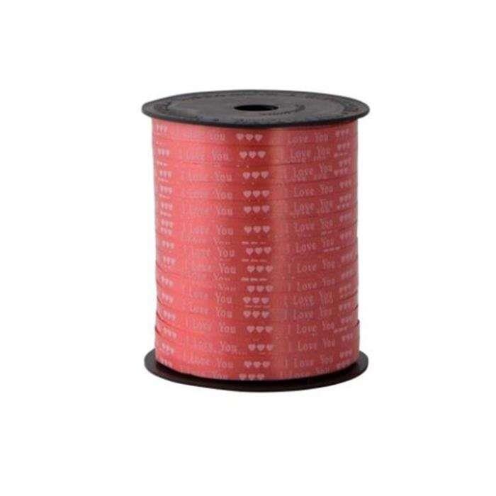 Vagon Rabant (Rafya) 5 MM x 200 Metre Kırmızı I Love You Yazılı Rafya