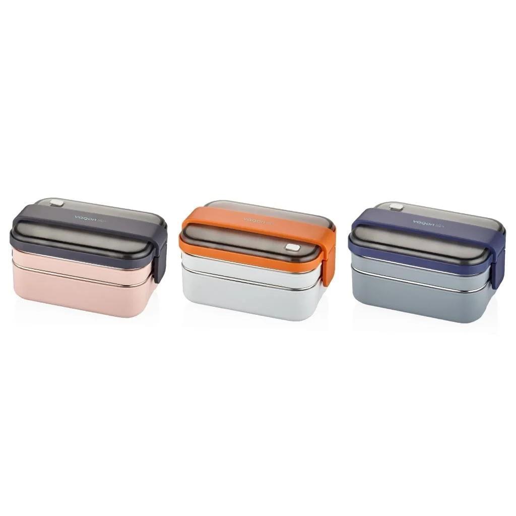 Vagonlife 1200 ML 2 Katlı Bento Lunch Box (Karışık Renk 1 Adet)