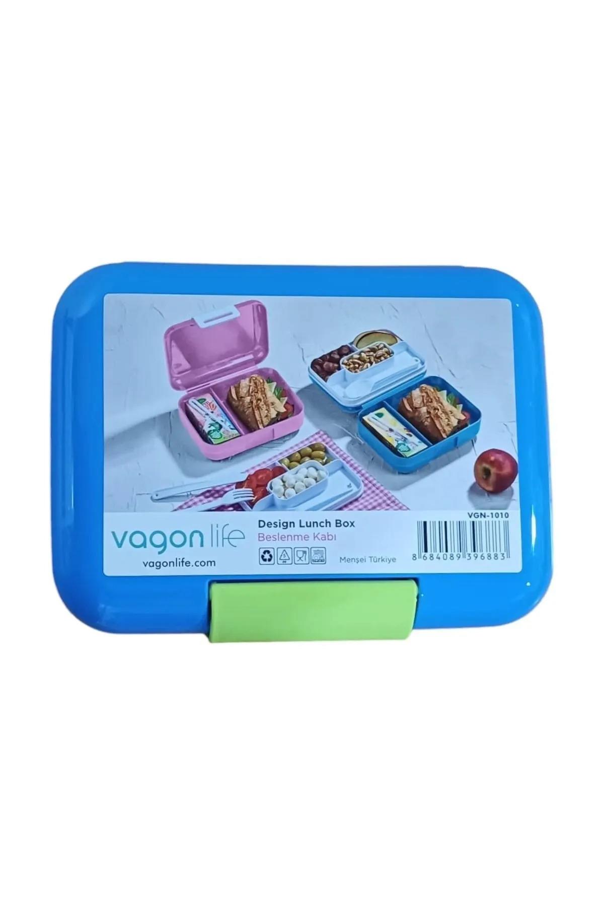 Vagonlıfe Beslenme Kutusu Premium Çatal Kaşıklı Beslenme Kutusu 19x14x6 CM