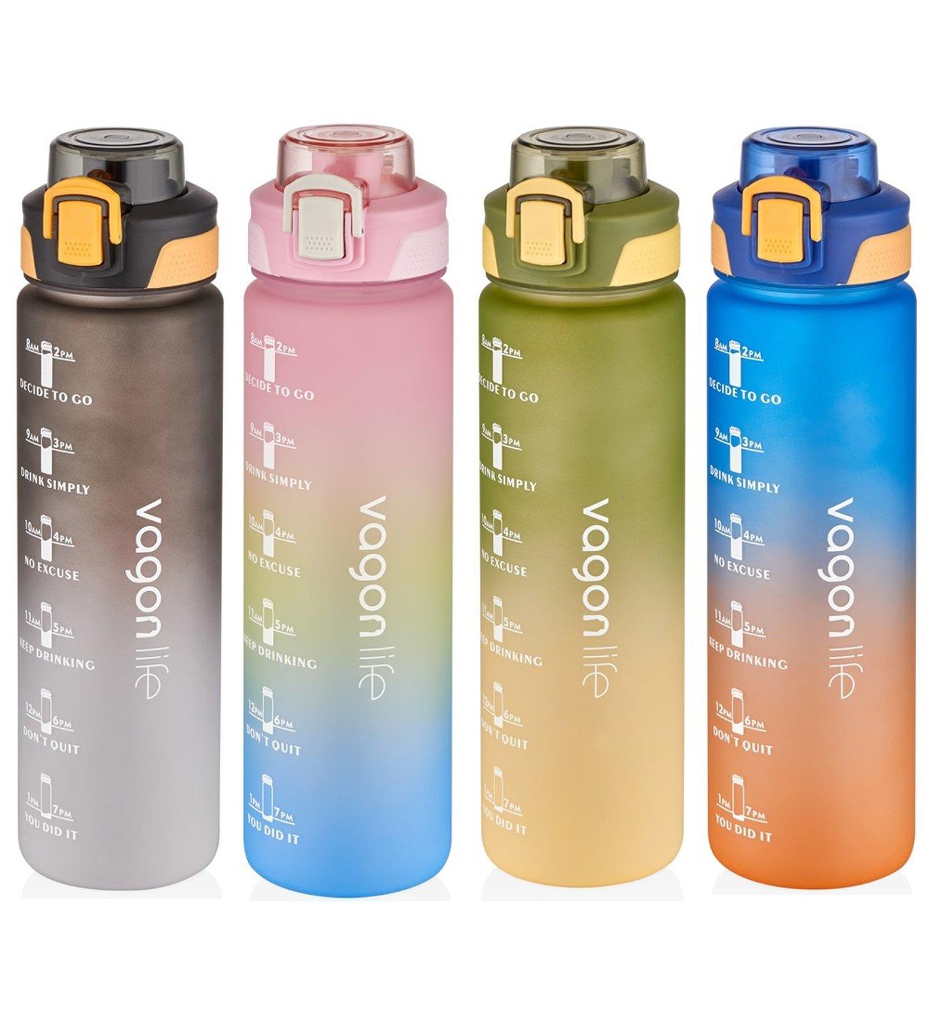 Vagonlife Matara 1000 ML Motivasyon Su Matarası (Karışık Renk 1 Adet)