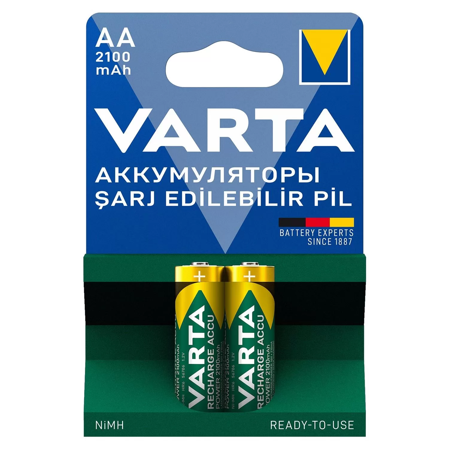 Varta Şarjlı Kalem Pil AA 2100 Mah 1.2 V Şarj Edilebilir Kalem Pil 2 Li Paket