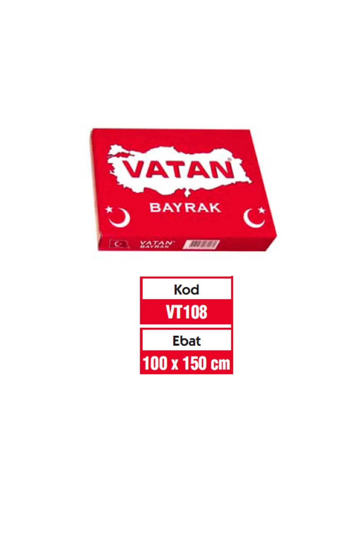 Vatan Bez Bayrak Türk %100 Polyester 100x150 Cm