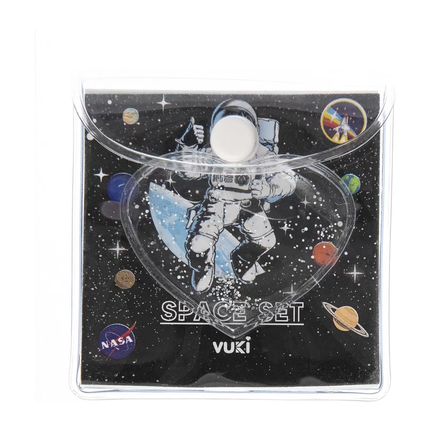 Vuki Küp Bloknot Simli Sulu 6.3 x 6.3 Cm Astronot Desenli Sulu ve Simli Küp Bloknot