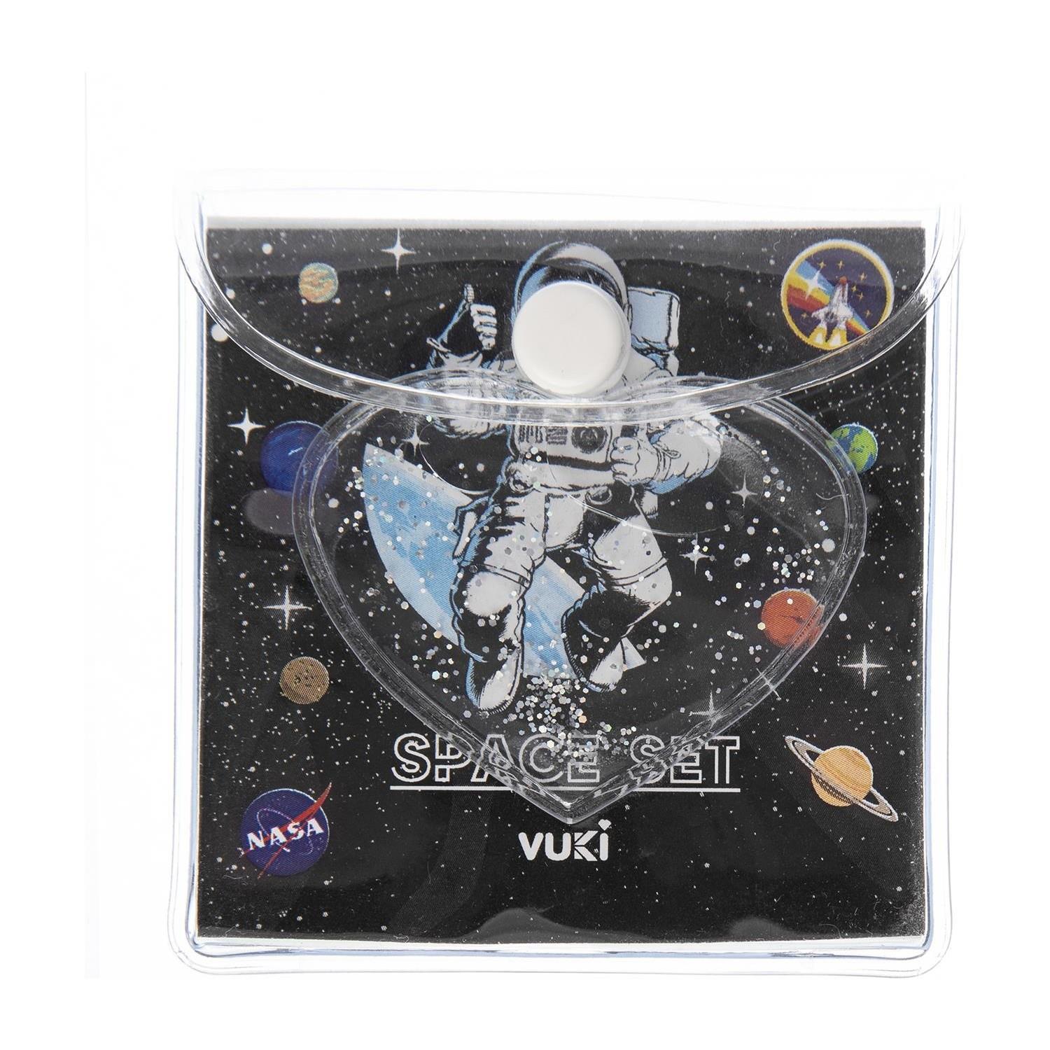 Vuki Küp Bloknot Simli Sulu 6.3 x 6.3 Cm Astronot Desenli Sulu ve Simli Küp Bloknot