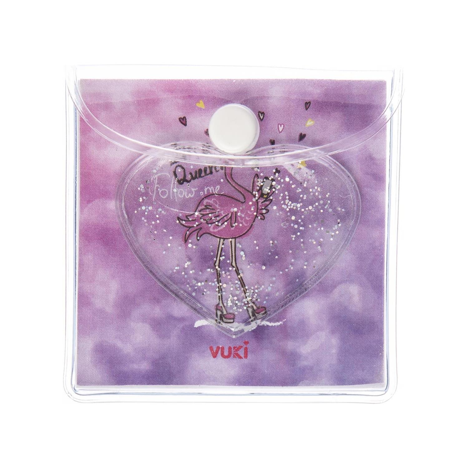 Vuki Küp Bloknot Simli Sulu 6.3 x 6.3 Cm Flamingo Desenli Sulu ve Simli Küp Bloknot