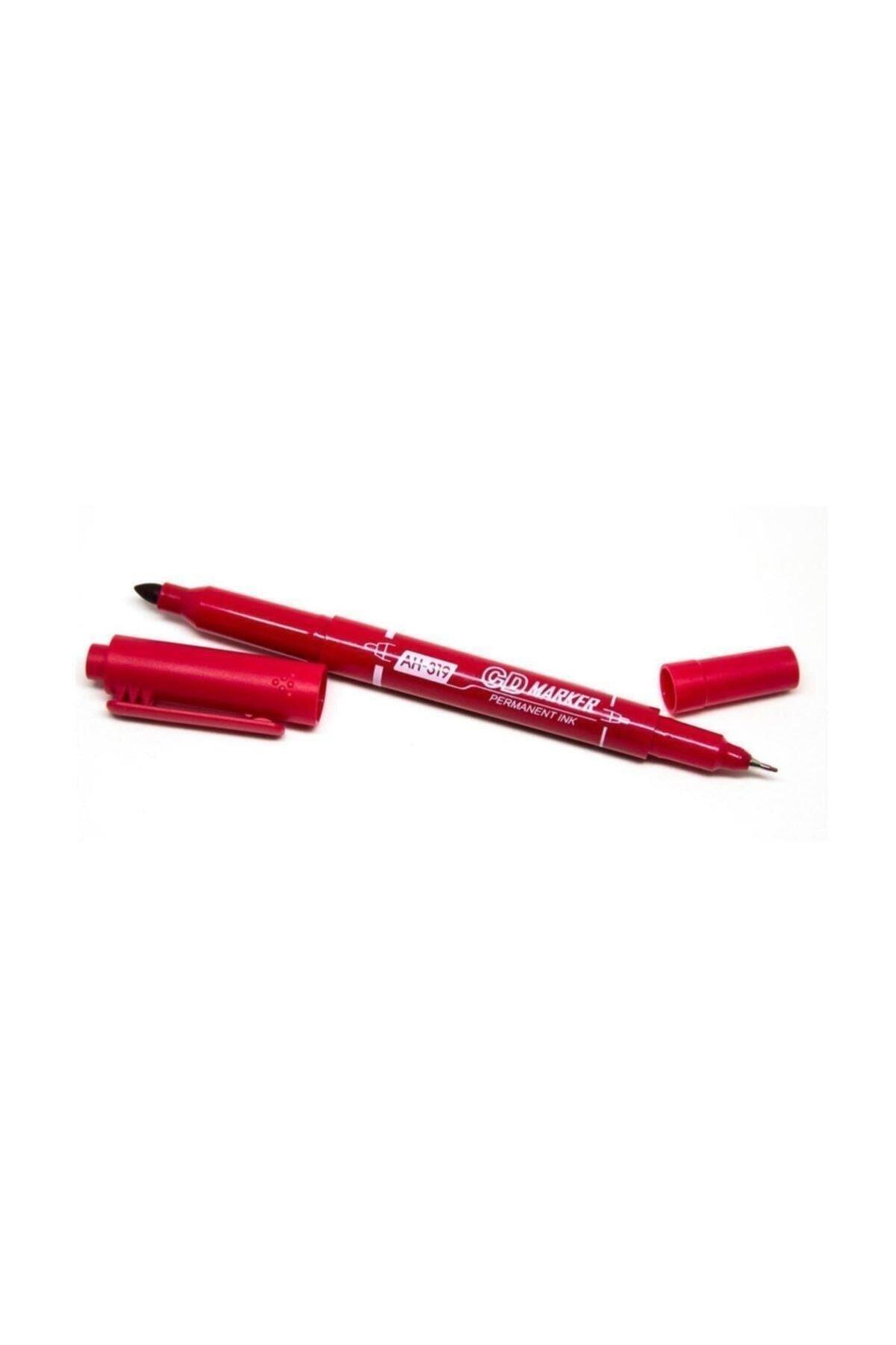 Aihao CD Kalemi Permanent Çift Taraflı Kırmızı (12 Li Paket)