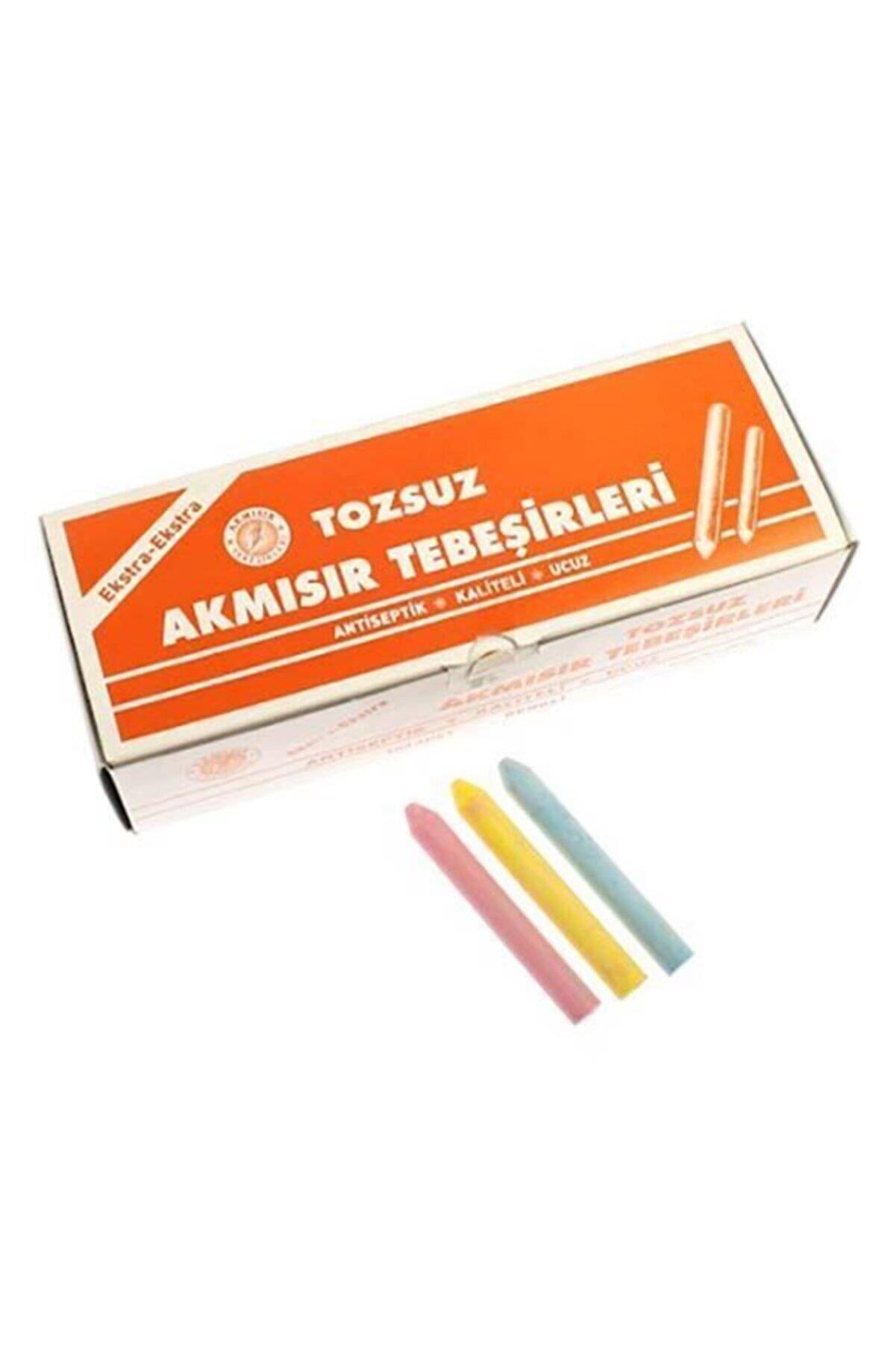 Akmısır Tozsuz Tebeşir 100 Lü Renkli (1 Koli 10 Paket 1000 Adet Tebeşir)