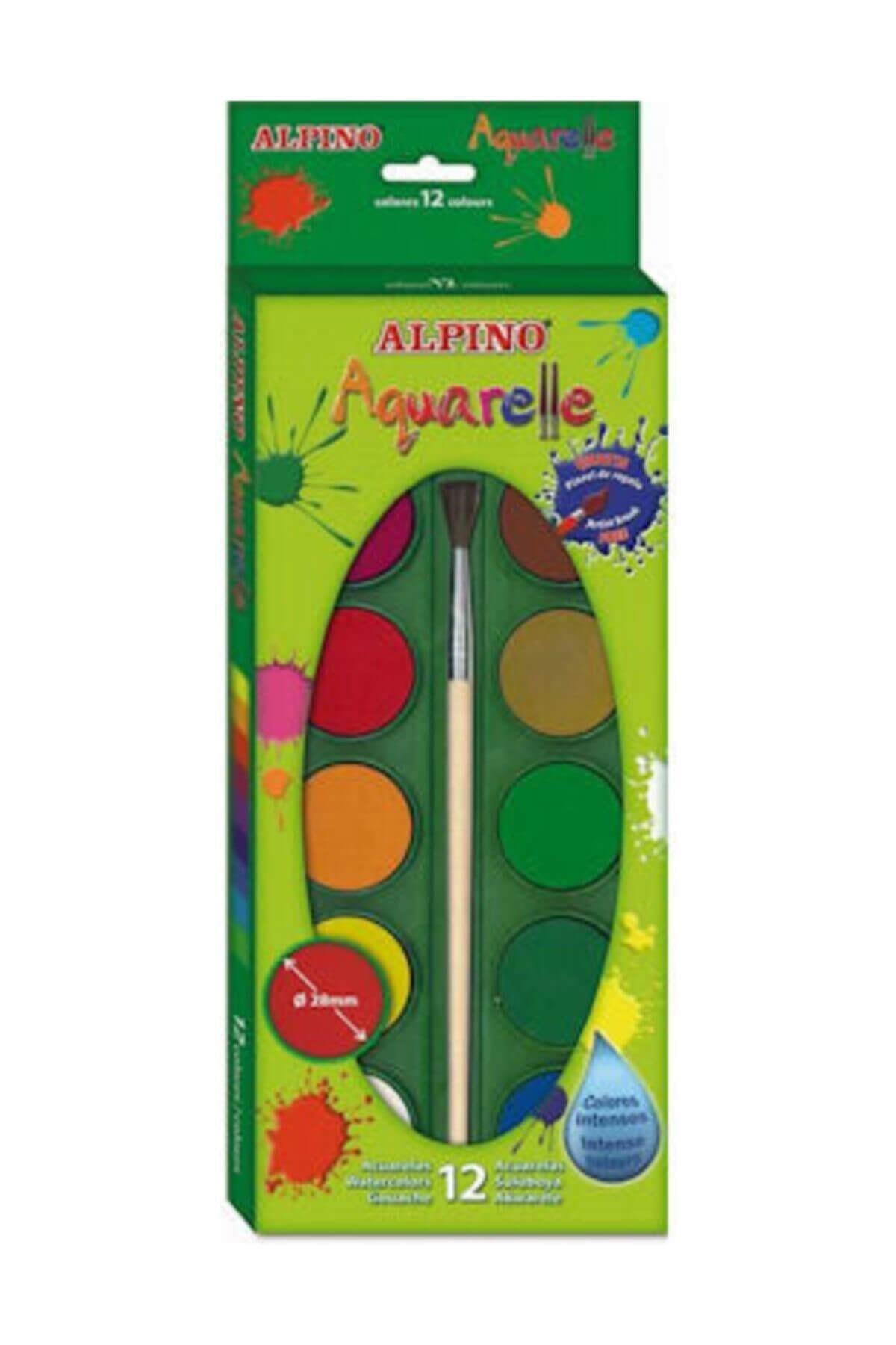 Alpıno Suluboya 12 Renk Fırçalı Aq-01