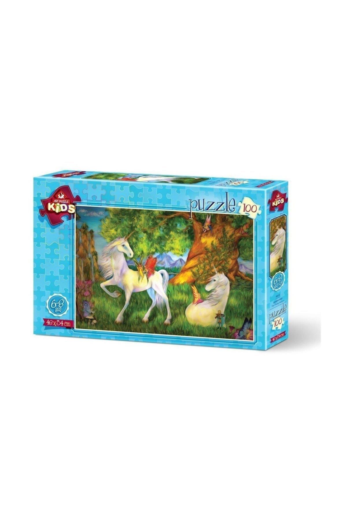 Art Çocuk Puzzle Sevimli Atlar 100 Parça Puzzle