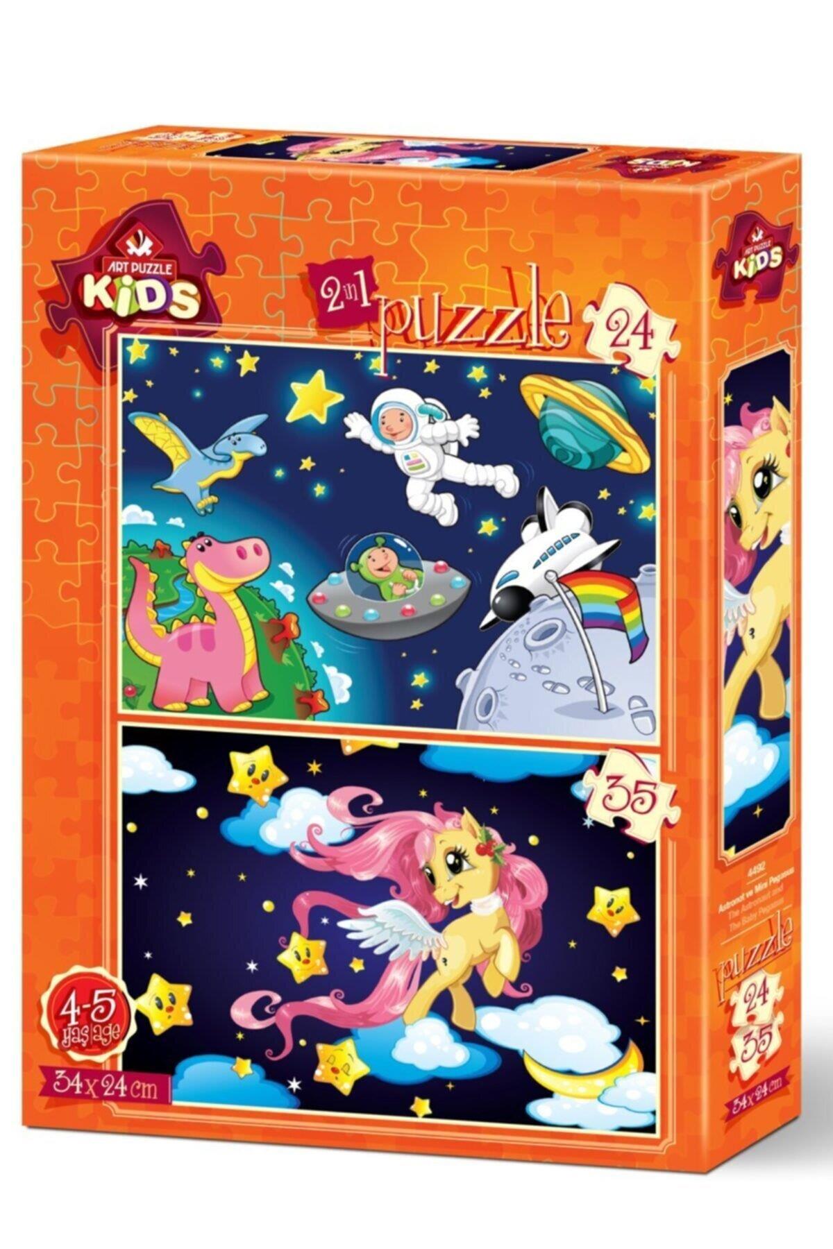 Art Çocuk Puzzle Astronot ve Mini Pegasus 24+35 Parça Puzzle