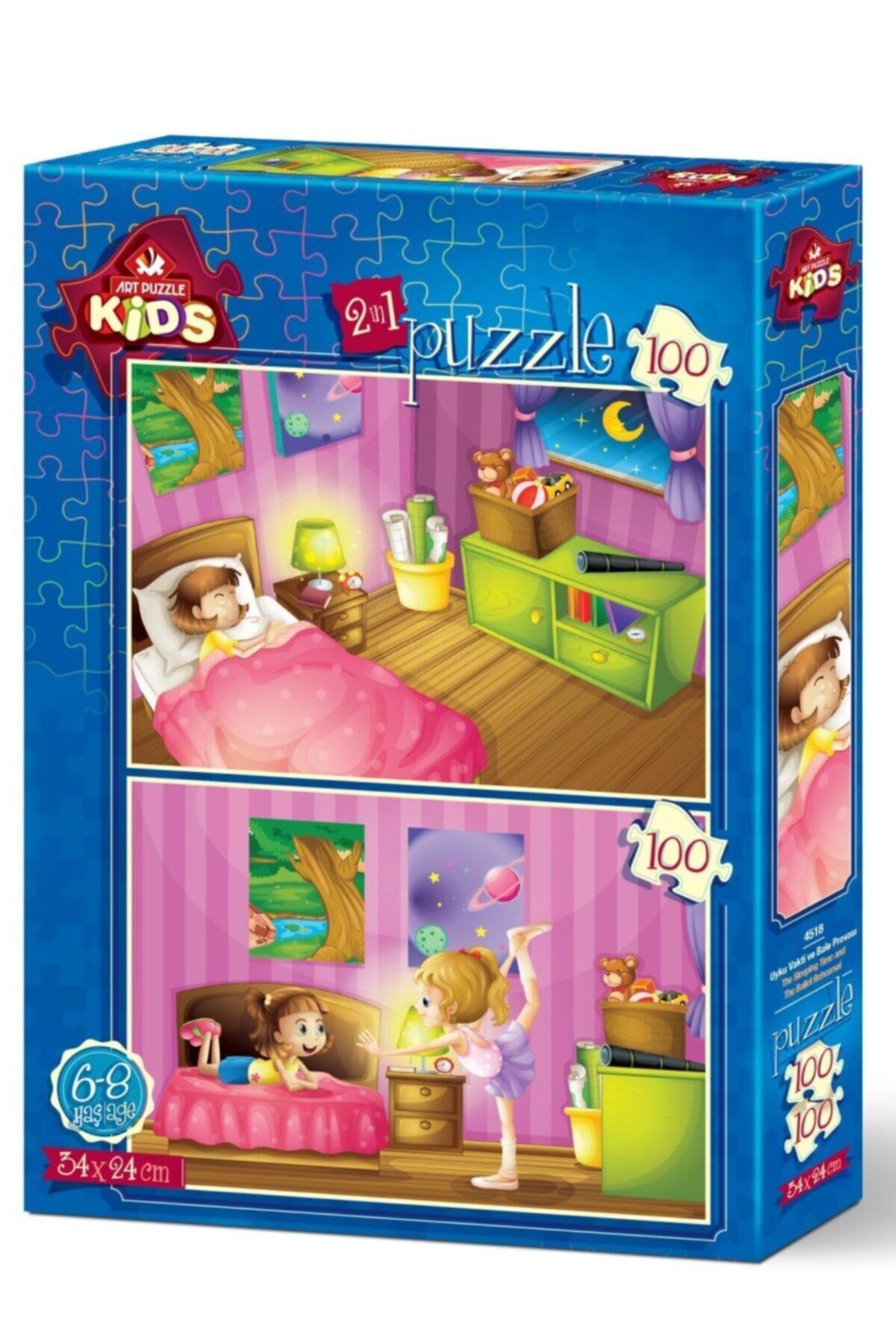 Art Çocuk Puzzle Uyku Vakti ve Bale Provası 2x100 Parça Puzzle