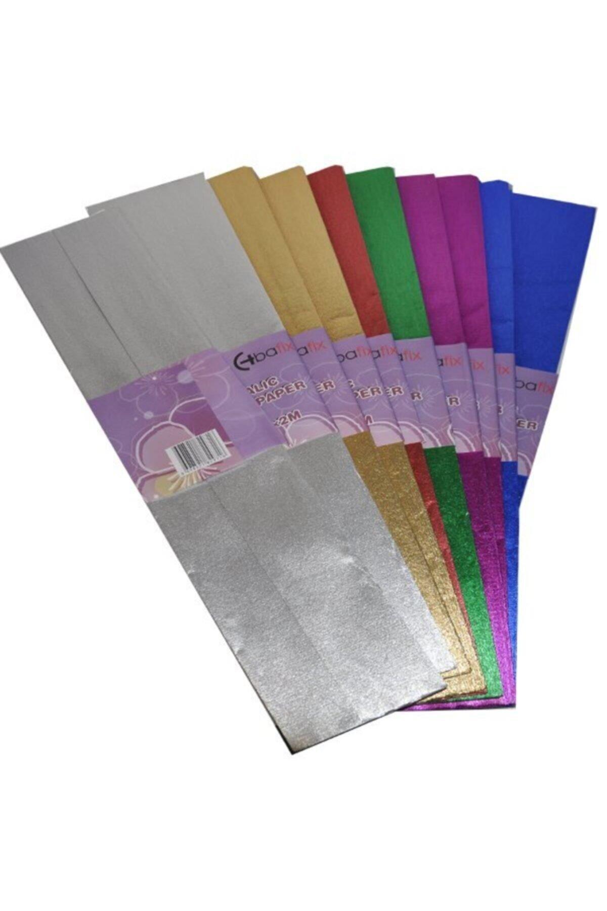 Bafix Krapon Kağıdı 50 x 200 CM Metalik Renkler Karışık Desenli(10 Lu Paket)