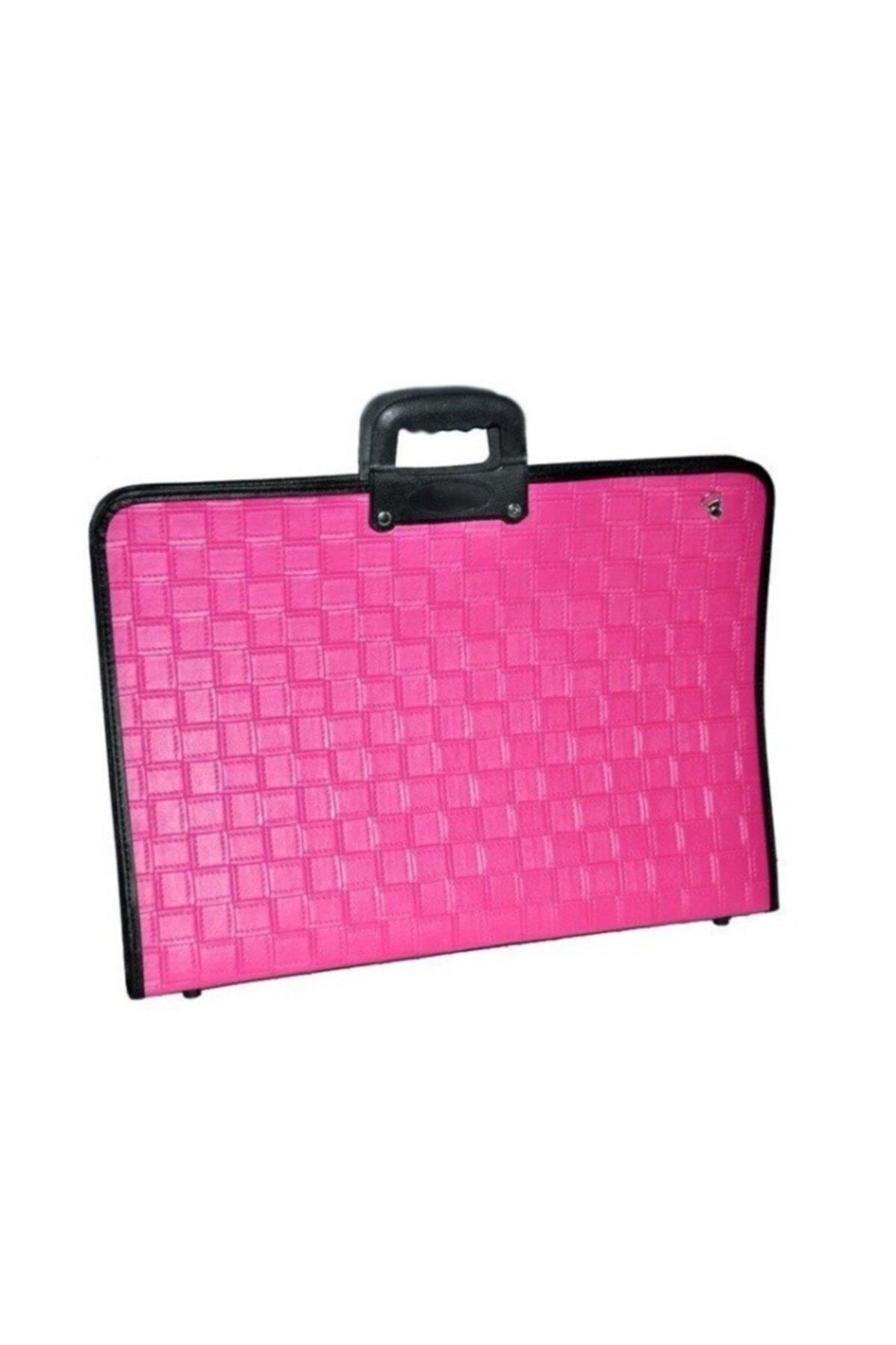 Bafix Teknik Resim Çantası Fermuarlı Askılı Lüks Deri 55x75 Pembe