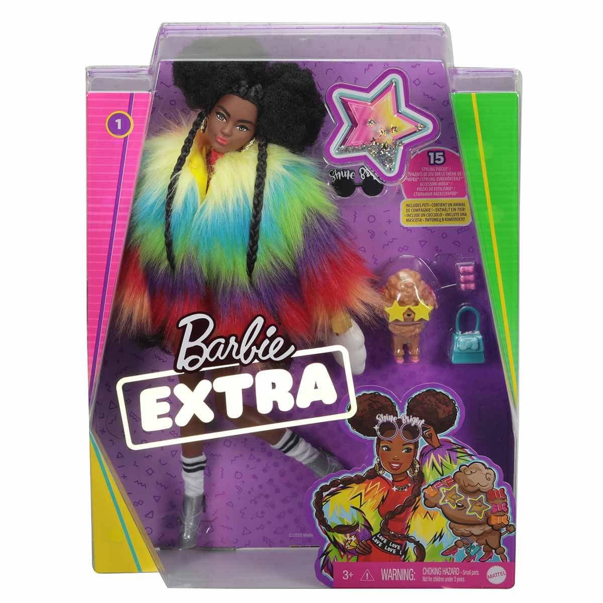 Barbie Extra Gökkuşağı Renkli Ceketli Bebek Köpek Figürü İle