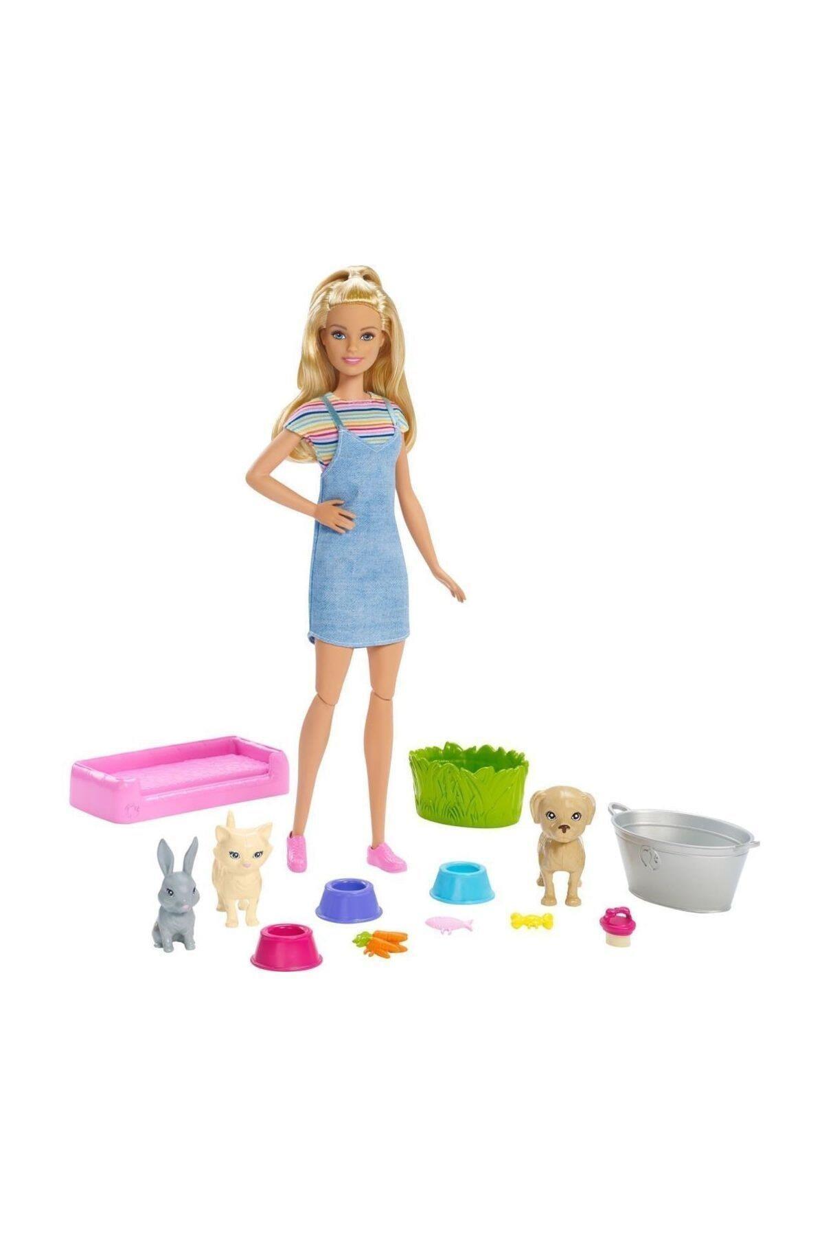Barbie ve Hayvanları Banyo Eğlencesinde Oyun Seti