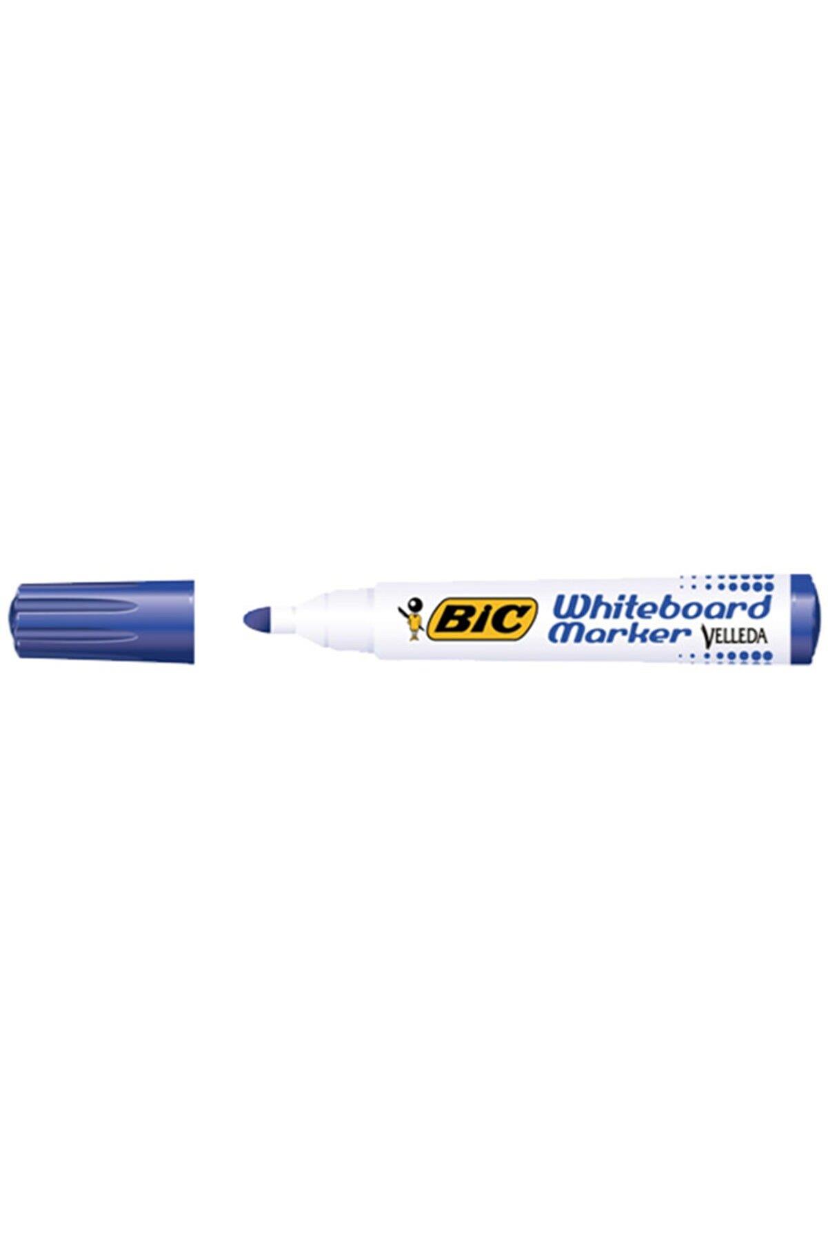 Bic Velleda Eco Yuvarlak Uçlu Beyaz Tahta Kalemi Mavi (12 Li Kutu)
