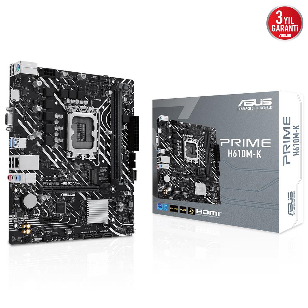 Asus Prime H610M-K ARGB Intel Soket LGA1700 DDR5 5600MHz mATX Gaming (Oyuncu) Anakart