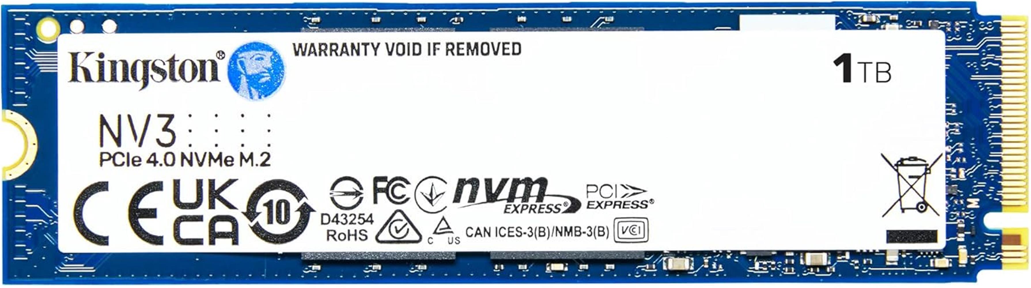 Kingston 1TB NV3 M.2 2280 NVMe PCIe 4.0 Gen 4x4 6000 MB-s-4000 MB-s SNV3S-1000G Ssd Disk