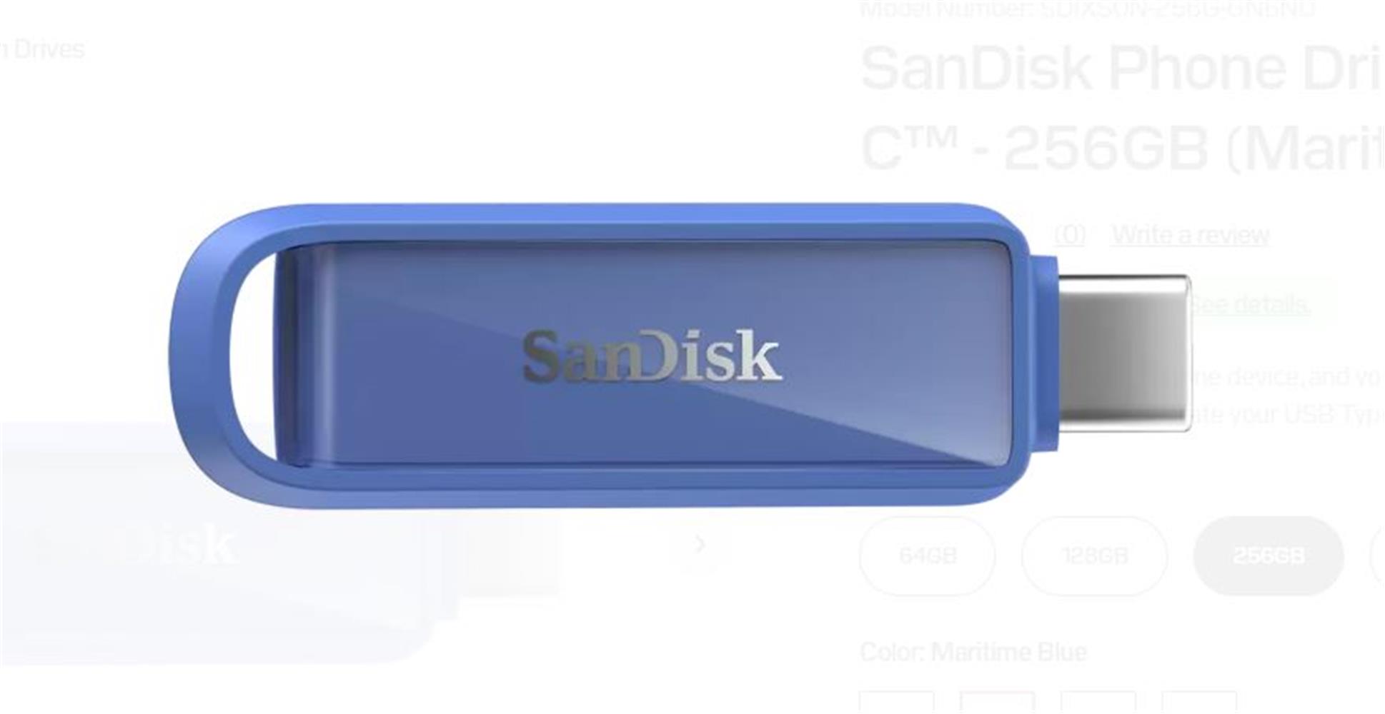Sandisk SDIXS0N-256G-GN6ND 256GB Phone Drive with USB-C-128GB (Maritime Blue) Flash Bellek