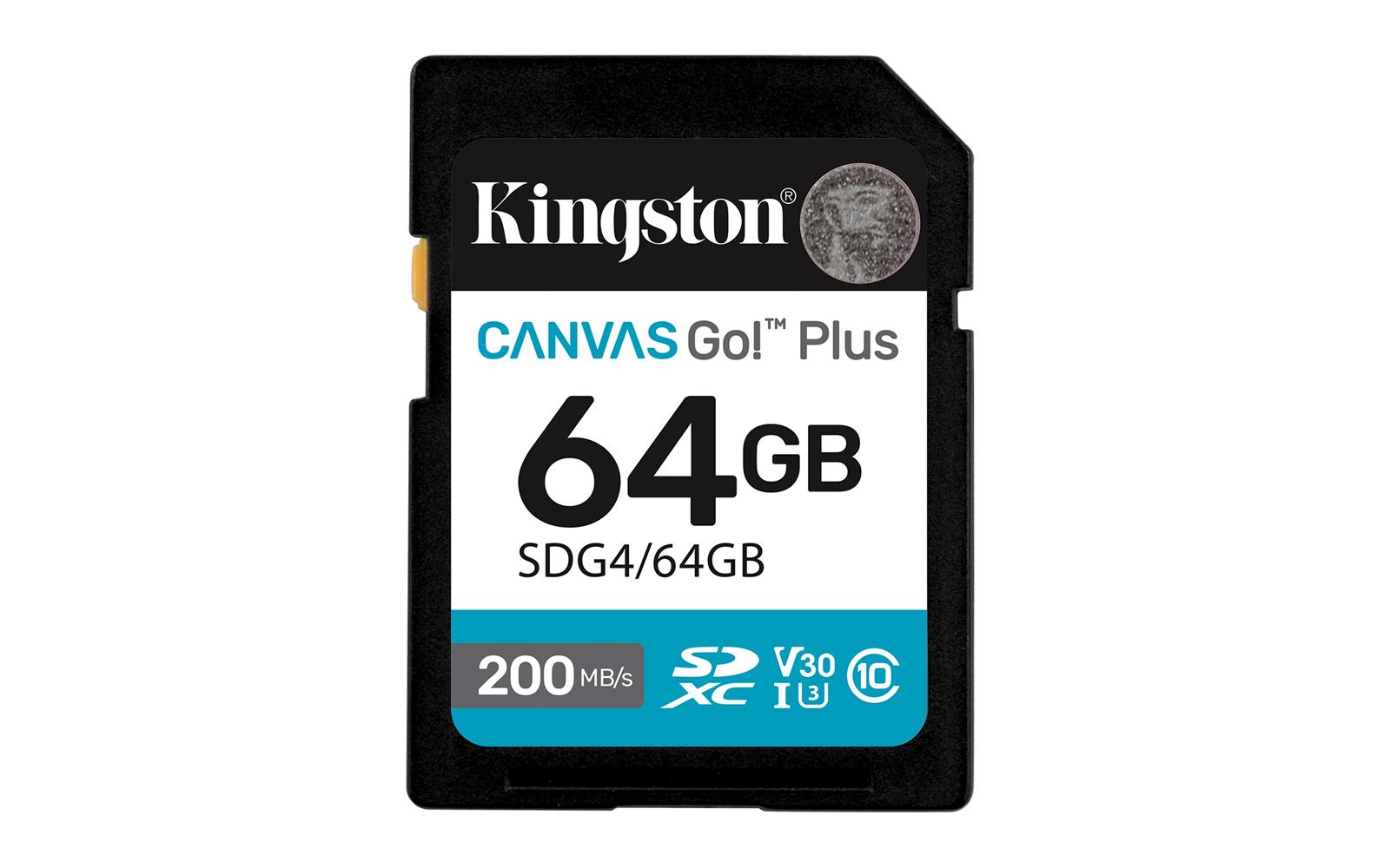 Kingston SDG4-64GB 64GB SDXC Canvas Go Plus Gen4 200MB-s C10 UHS-I U3 V30 Hafıza Kartı
