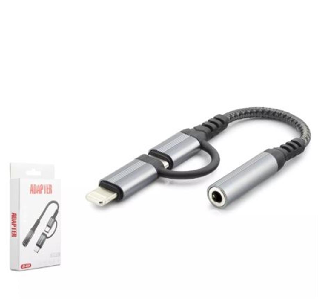 Hadron Gj-026 Type-C + Lightning To 3.5Mm F Kablo Siyah