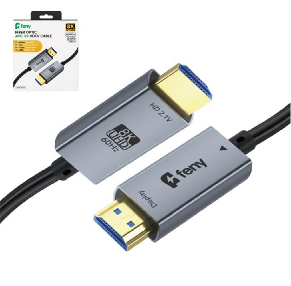 Feny FN-OPHD8K100 Fiber Optic V2.1 HDMI to HDMI Ultra HD 8k@60hz 4k@144hz 48Gbps HDR10+ 100m Kablo