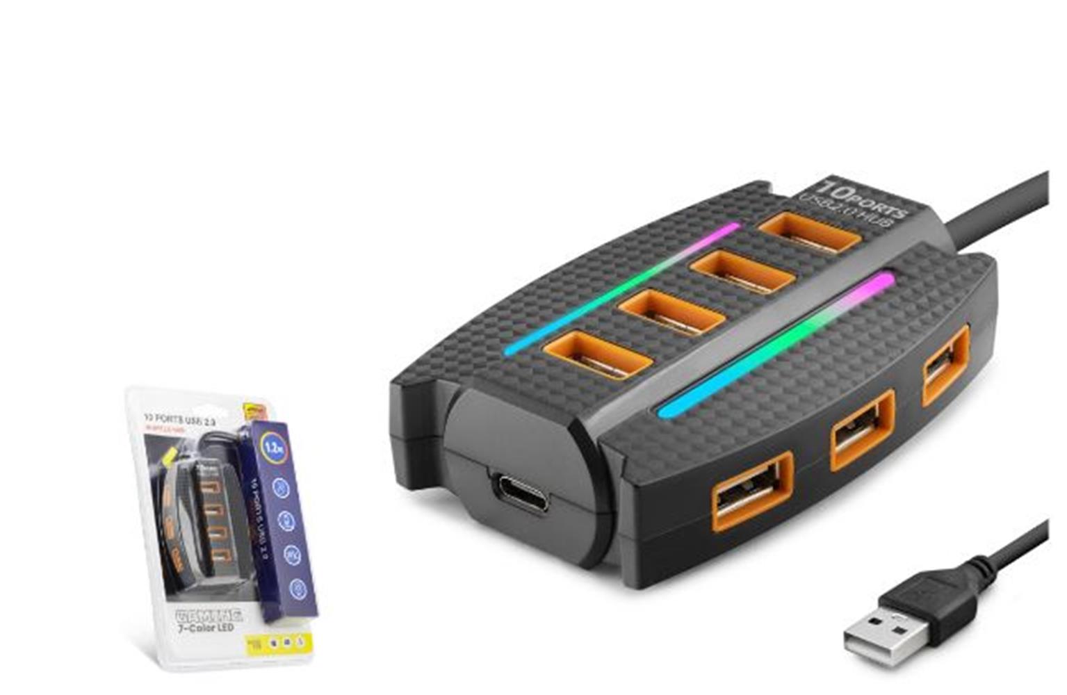 Hadron Hdx7036 Usb Hub 2.0 10-Usb 1.2M Siyah