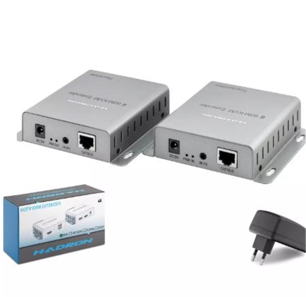 HADRON HDX1600 HDMI KVM Extender 4K 30 Hz 60 m - Gümüş