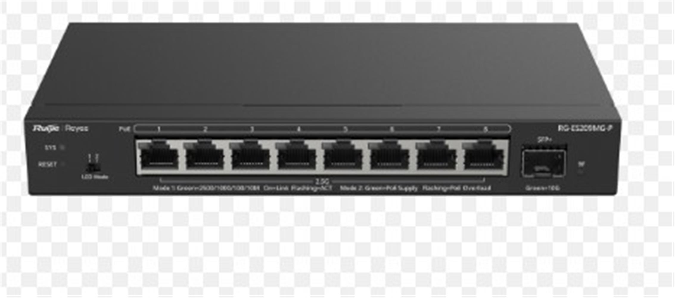 Ruijie-Reyee RG-EG209MG-P 9 port 10-100-1000Mbps Yönetilebilir Switch 1 x10G SFP 8 Port Poe+130W
