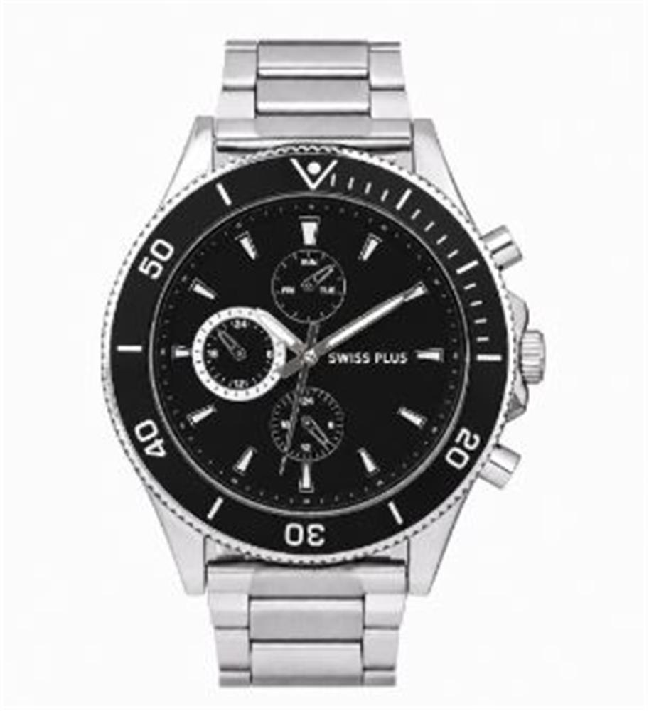 Swiss Plus Man Watch Basic Seri Model-10 ST3516AGS Lüx Black-Silver(Kol Saati)