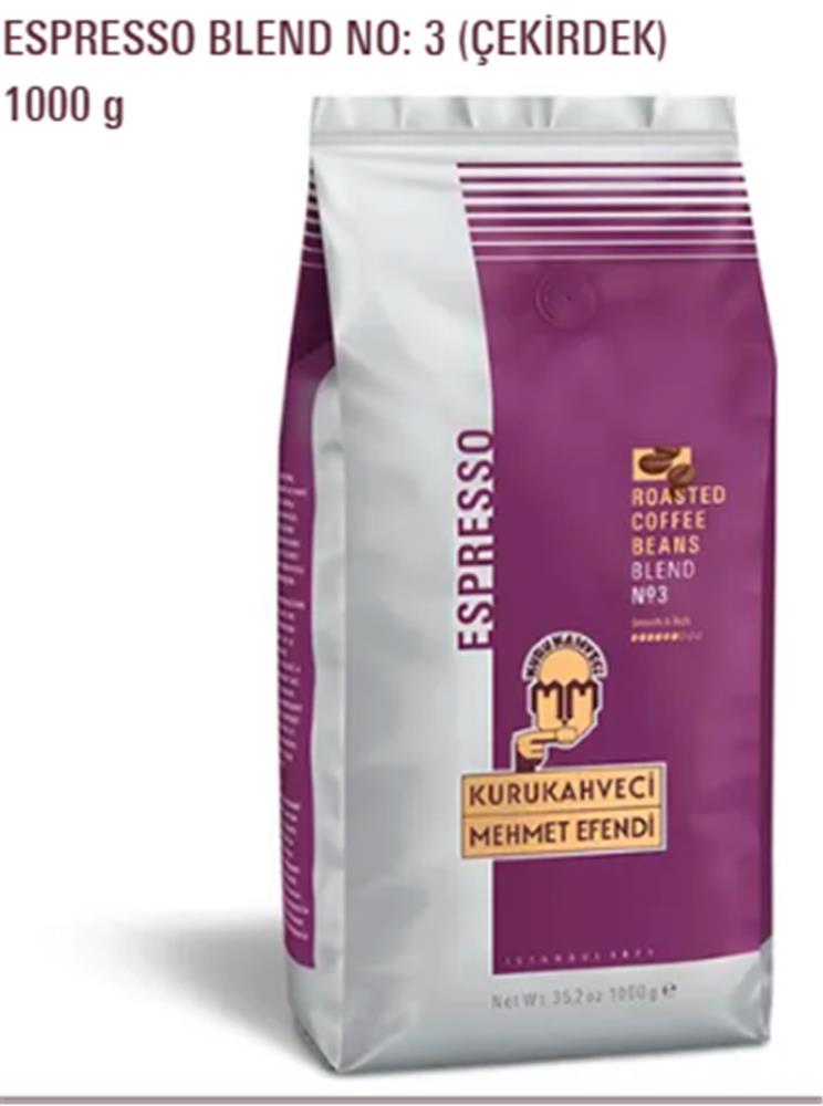Mehmet Efendi 1000gr ESPRESSO  Roasted Coffe Blend Çekirdek Kahve No:3 ( WT 35,2 Oz)
