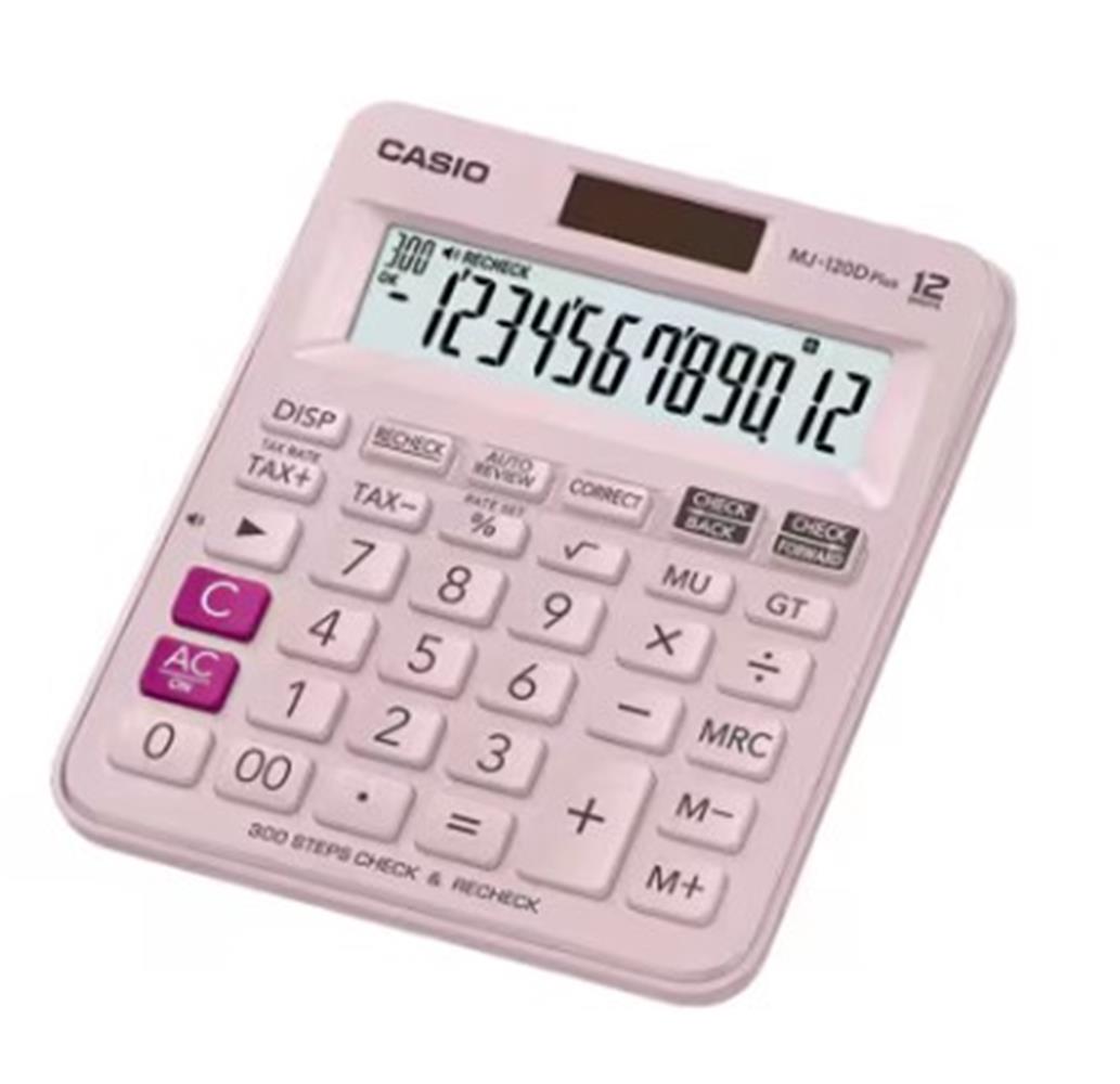 Casio MJ-120D Plus Pembe İşlem Kontrollü 12 Hane Masa Üstü Hesap Makinesi