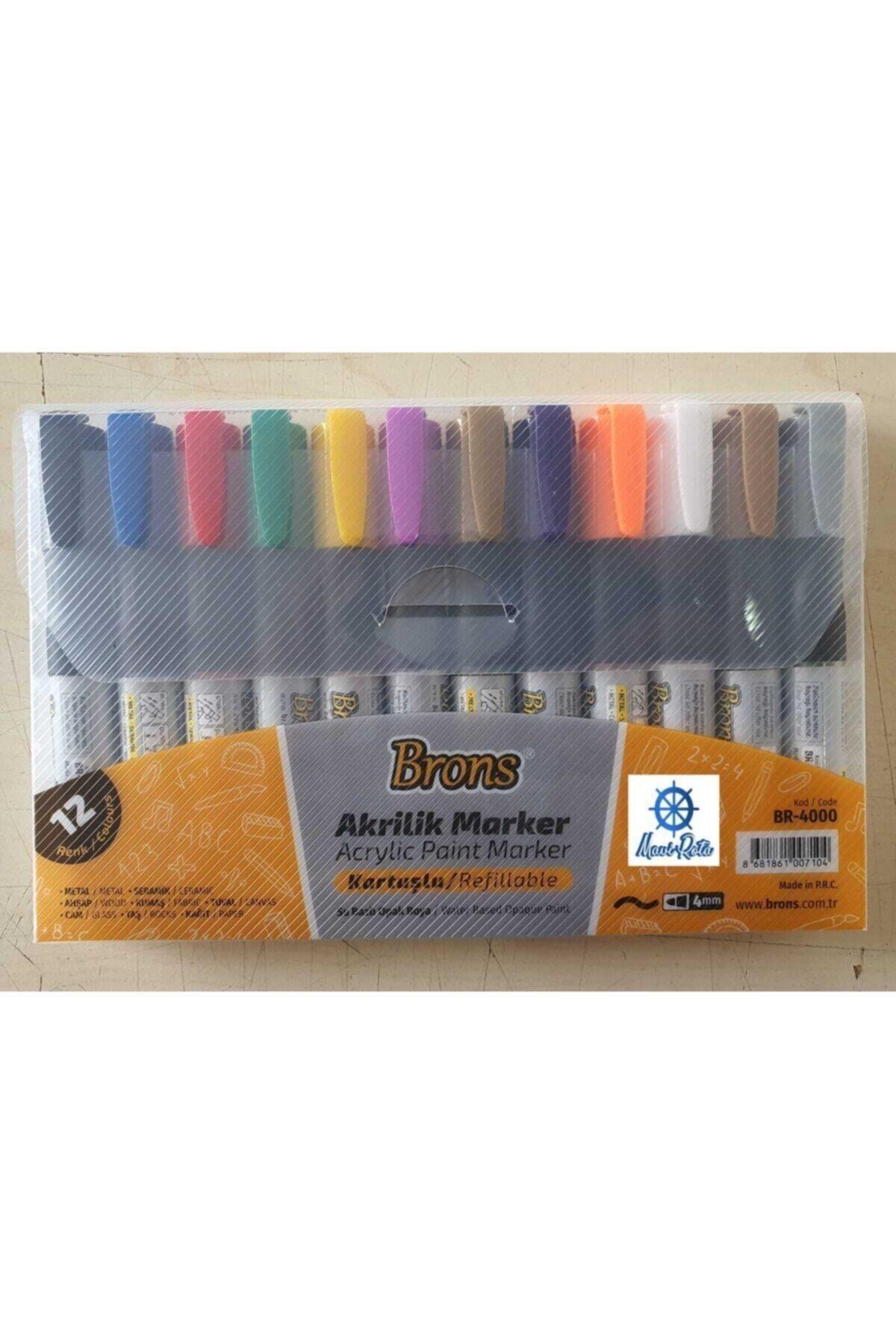 Brons Akrilik Marker Kalem 12 Li Takım BR-4000