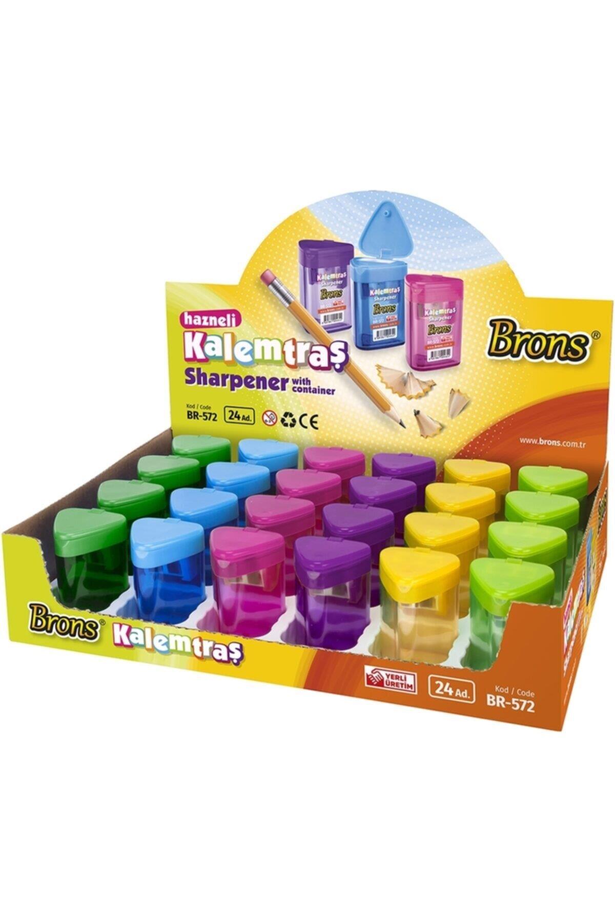 Brons Kalemtraş Hazneli Üçgen Öğrenci Kalemtıraşı (24 Adet Kalemtıraş)