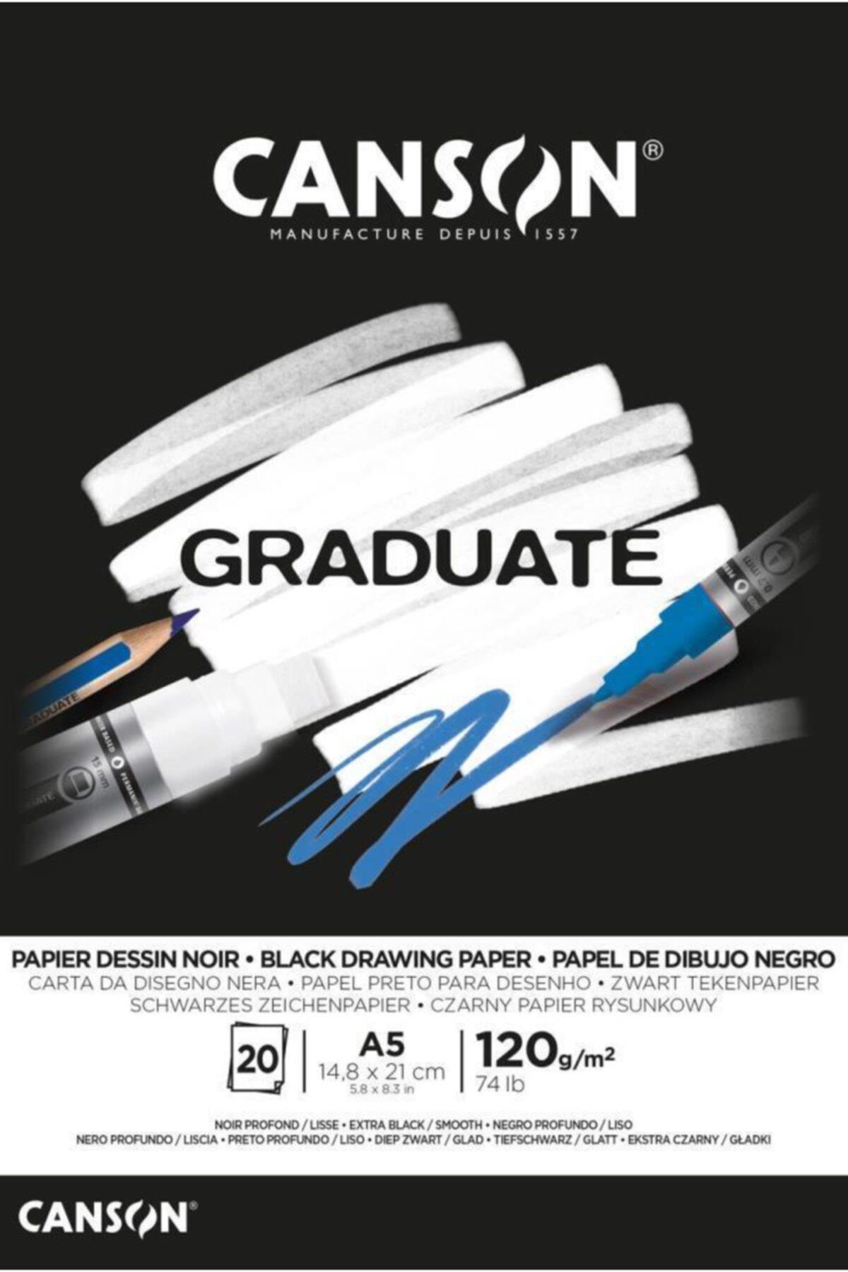 Canson Çizim Bloğu Graduate Cangrad Siyah 20 SY A5 120 GR