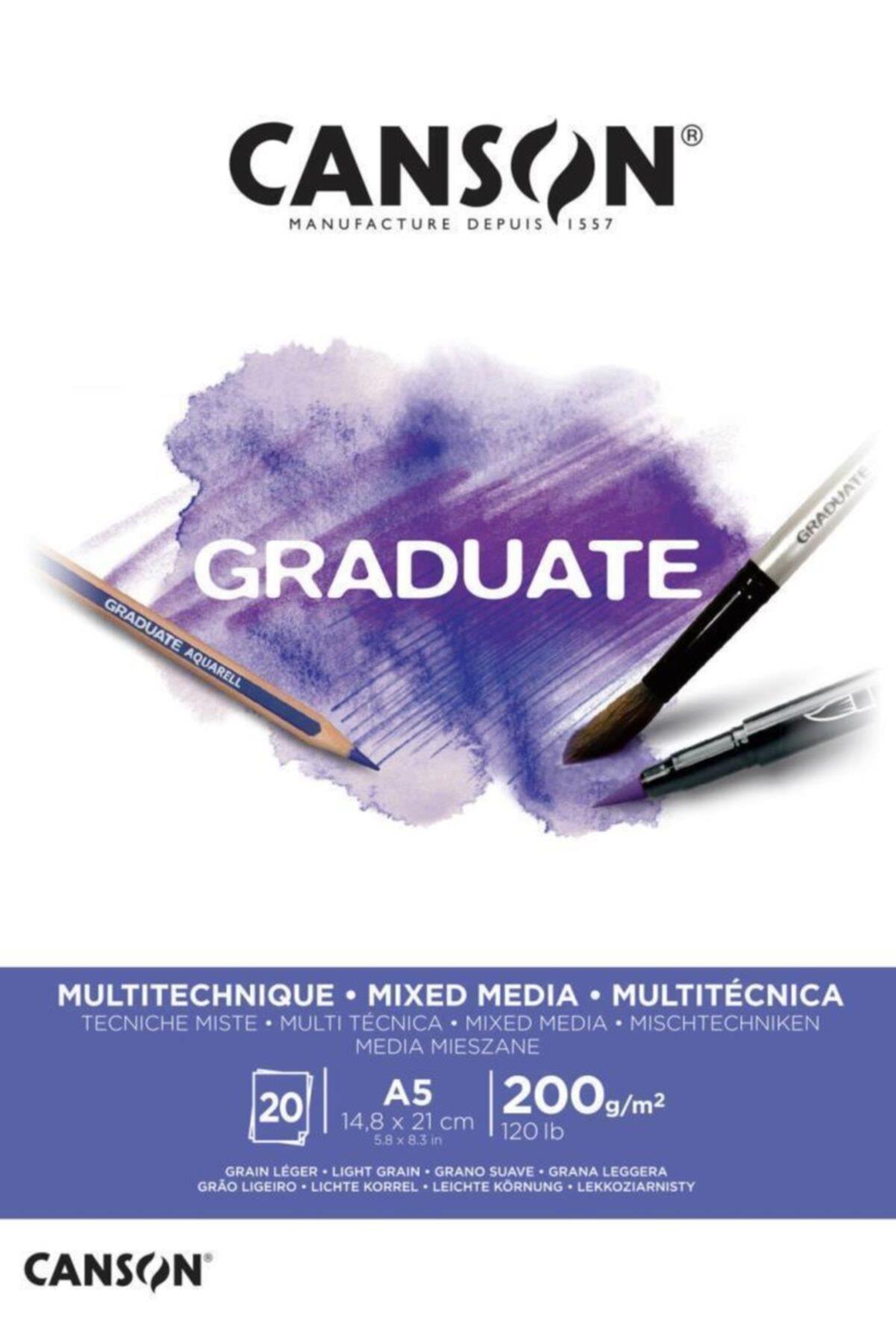 Canson Çizim Bloğu Graduate Mıx Medıa Beyaz 20 SY A5 200 GR