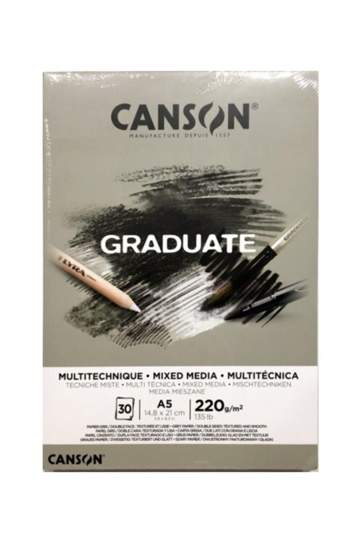 Canson Çizim Bloğu Graduate Mıx Medıa Gri 30 SY A5 220 GR
