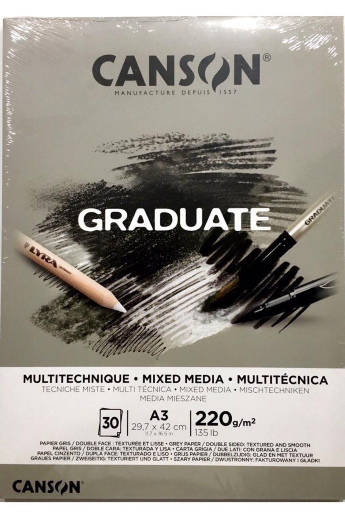 Canson Çizim Bloğu Graduate Mıx Medıa Gri 30 SY A3 220 GR