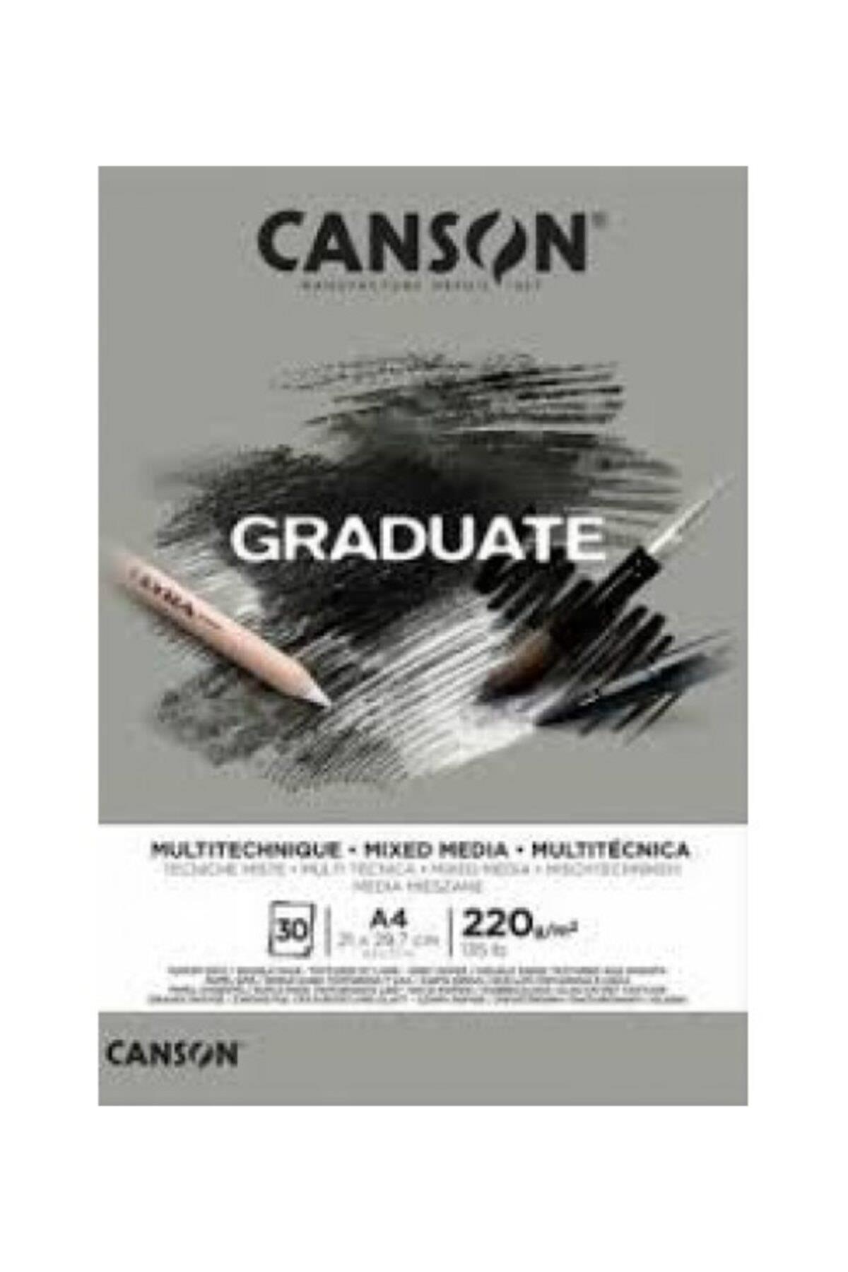 Canson Çizim Bloğu Graduate Mıx Medıa Gri 30 SY A4 220 GR