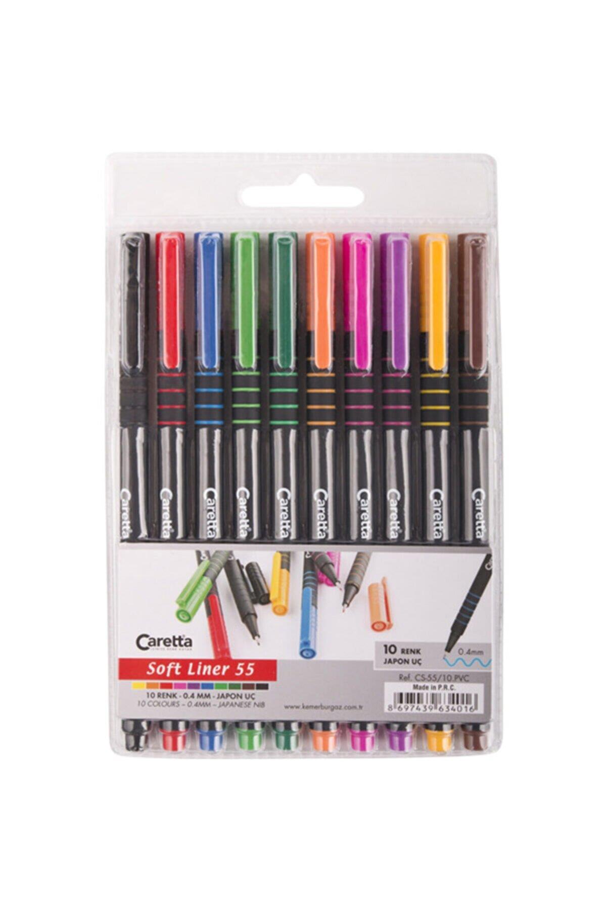 Caretta Softliner Keçeli Kalem  0.4 MM Karışık Renk 10 LU CS-55