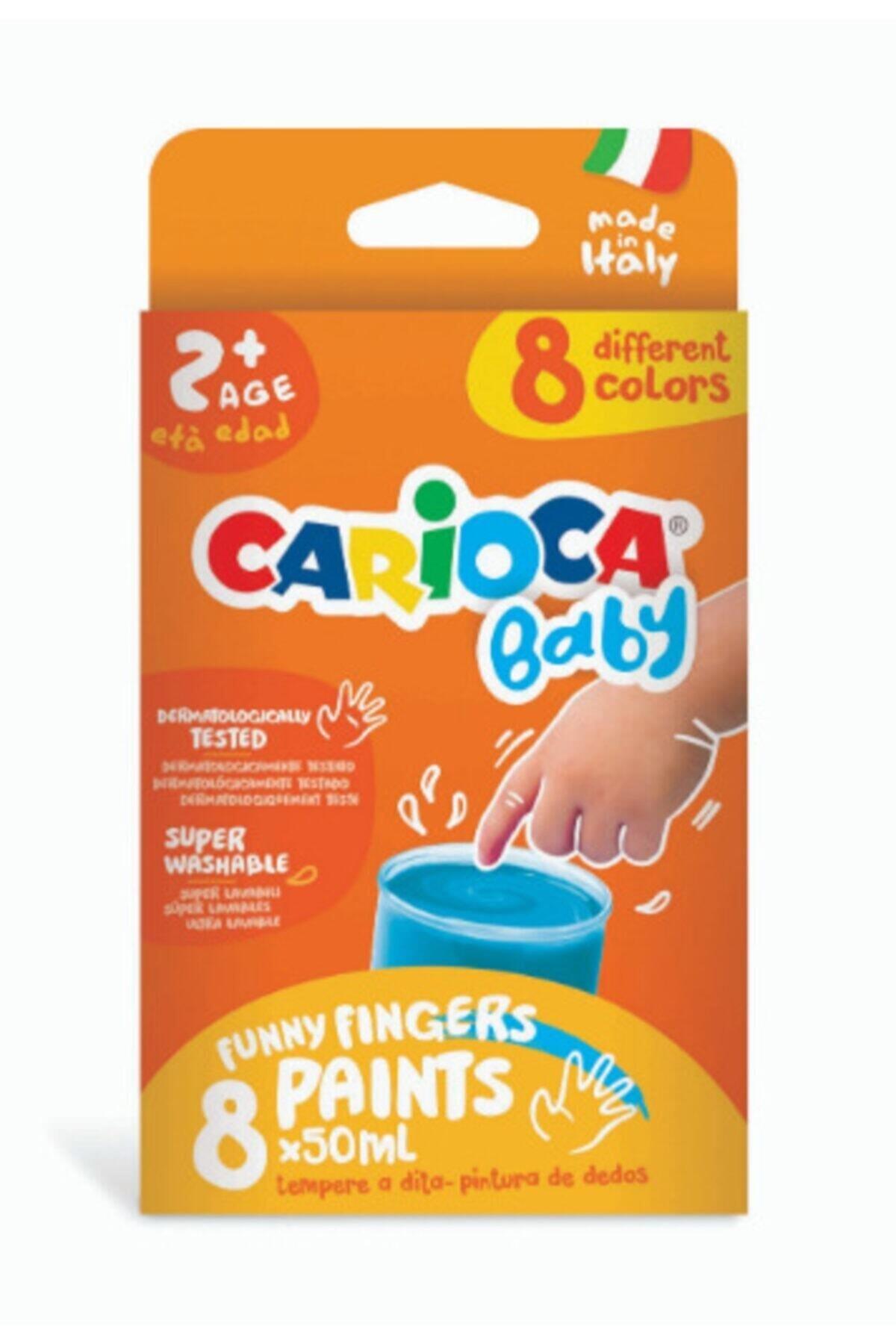 Carioca Bebek Parmak Boyası 8 Renk 8 x 50 ml Süper Yıkanabilir 2+ Yaş