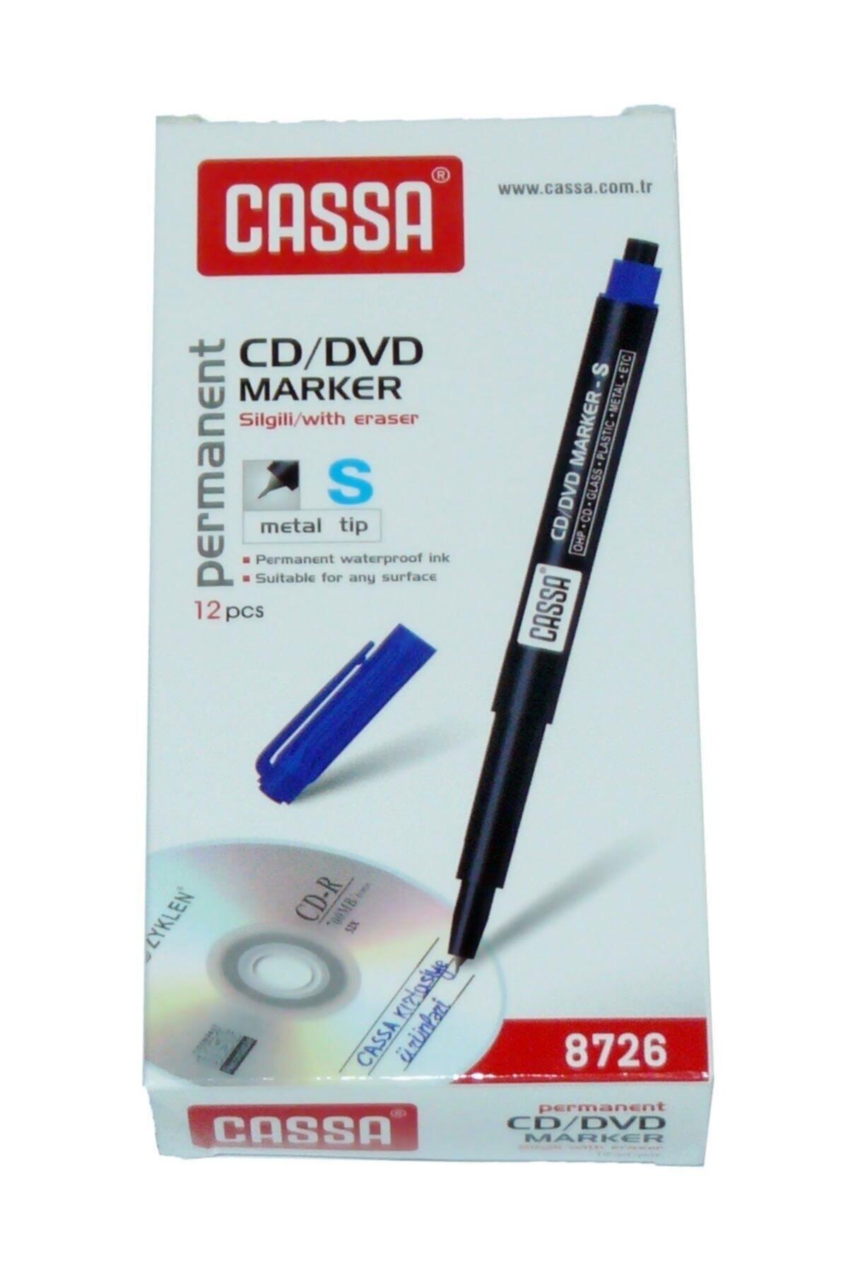 Cassa Asetat Kalemi Permanent Marker S Seri CD Kalemi Mavi (12 Li Paket)