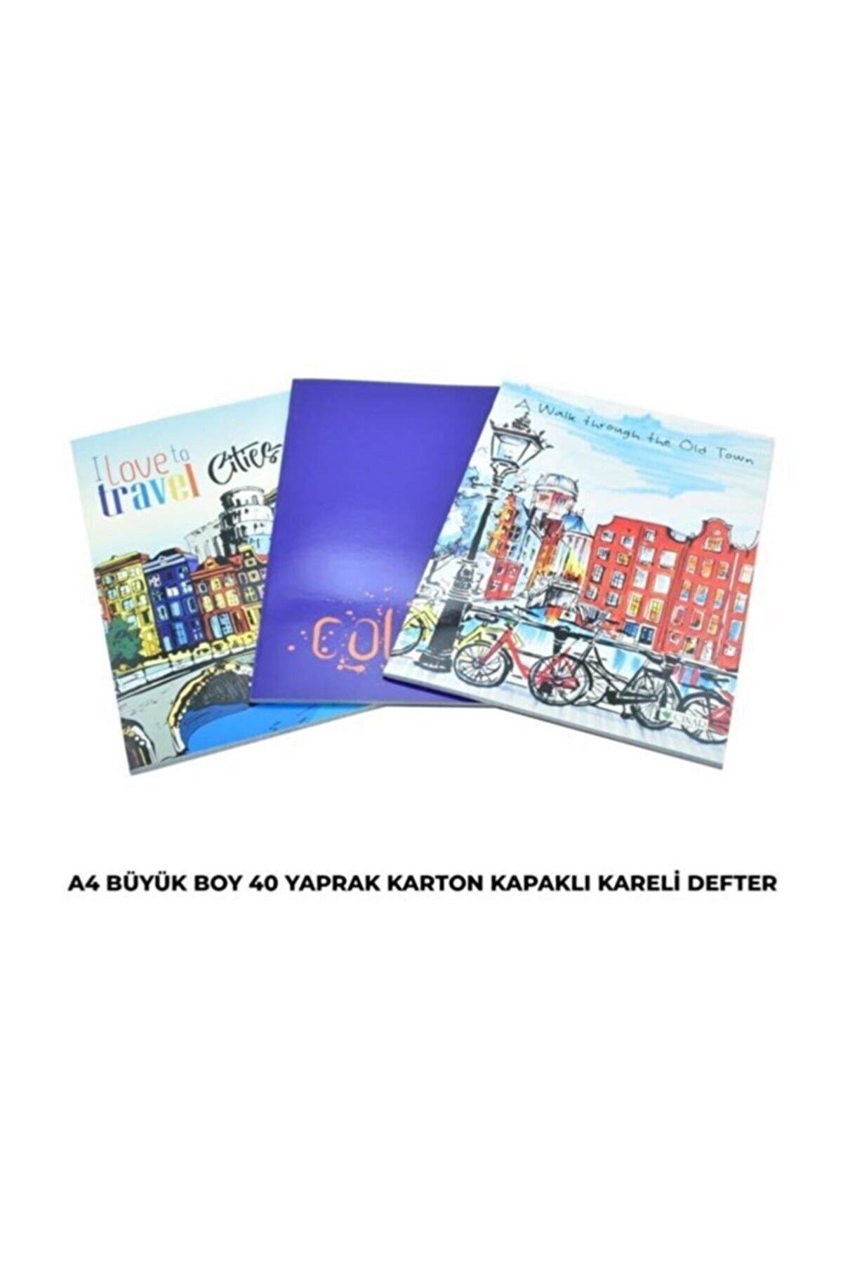 Çınar Defter Dikişli Karton Kapak Kareli 40 Yaprak Haritametod 12 Li Paket