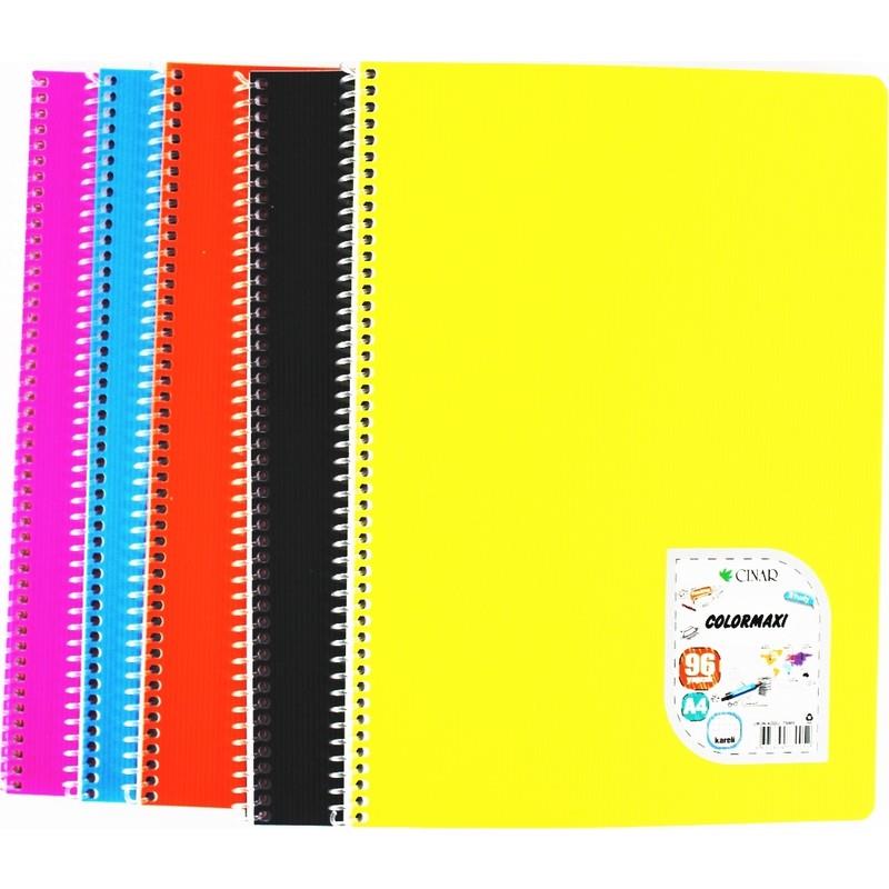 Çınar Colormaxi Spiralli Defter Plastik Kapak Kareli 96 YP A4 96/4 73005