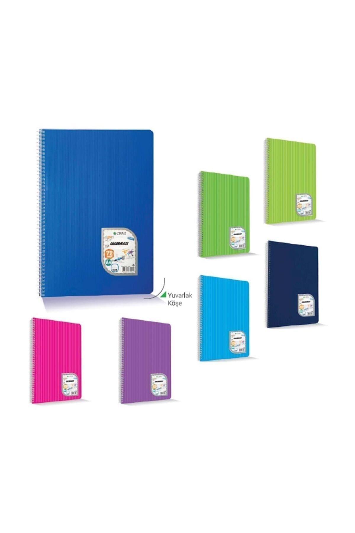 Çınar Colormaxi Spiralli Plastik Kapak A4 72 Yaprak Çizgisiz Okul Defteri 72/0 (12 Li Paket)