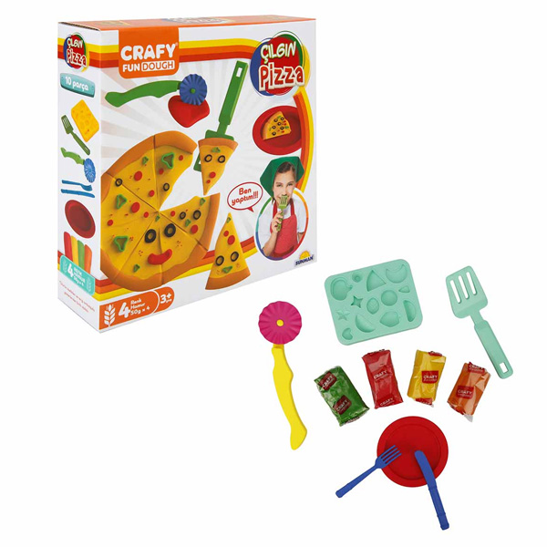Sunman Crafy Çılgın Pizza Oyun Hamuru Seti 200 gr 10 Parça